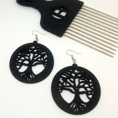 Tree of Life Earrings Black