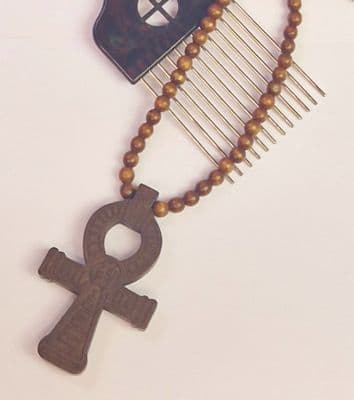 Wooden Ankh Chain Brown