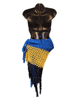 Yellow, Blue & Black Crochet Beach Wrap