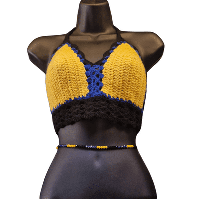 Yellow, Blue & Black Crochet Top 2