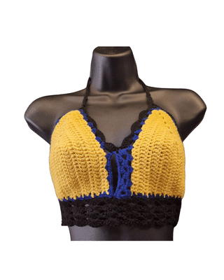 Yellow, Blue & Black Crochet Top