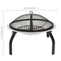 2-in-1 Fire Pit and BBQ with Poker 56x56x49 cm Stainless Steel - Available In 2 Colours