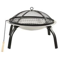 2-in-1 Fire Pit and BBQ with Poker 56x56x49 cm Stainless Steel - Available In 2 Colours