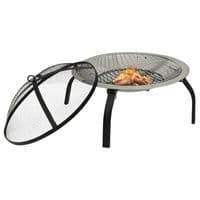 2-in-1 Fire Pit and BBQ with Poker 56x56x49 cm Stainless Steel - Available In 2 Colours