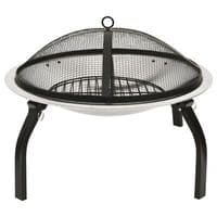 2-in-1 Fire Pit and BBQ with Poker 56x56x49 cm Stainless Steel - Available In 2 Colours