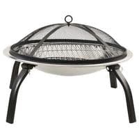 2-in-1 Fire Pit and BBQ with Poker 56x56x49 cm Stainless Steel - Available In 2 Colours