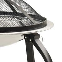 2-in-1 Fire Pit and BBQ with Poker 56x56x49 cm Stainless Steel - Available In 2 Colours