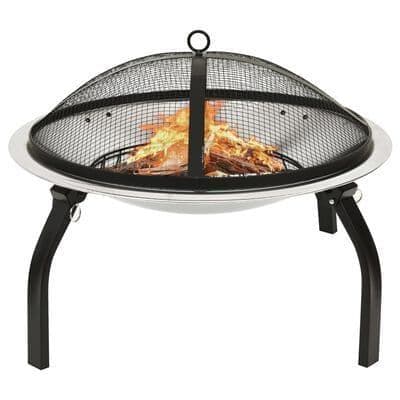 2-in-1 Fire Pit and BBQ with Poker 56x56x49 cm Stainless Steel - Available In 2 Colours