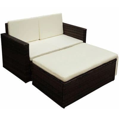 2 Piece Garden Lounge Set with Cushions Poly Rattan - Available In 2 Colours