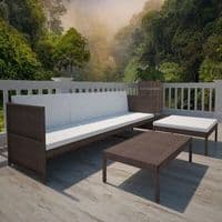 3 Piece Poly Rattan Garden Lounge Set with Cushions - Available In 2 Colours