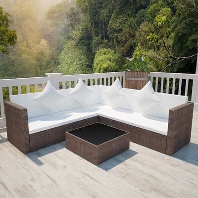 4 Piece Garden Lounge Set with Cushions Poly Rattan - Available In 3 Colours