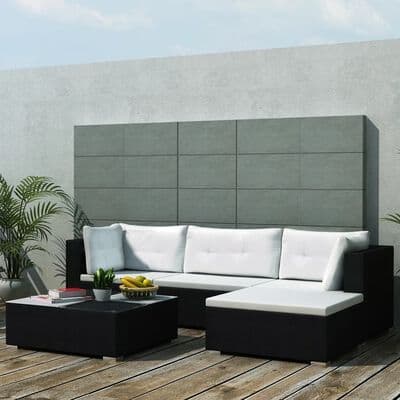 5 Piece Garden Lounge Set with Cushions Poly Rattan - Available In 3 Colours