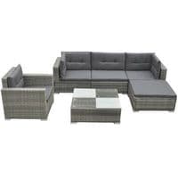 6 Piece Garden Lounge Set with Cushions Poly Rattan - Available In 3 Colours