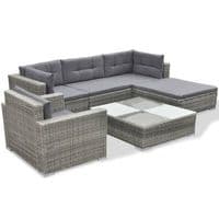 6 Piece Garden Lounge Set with Cushions Poly Rattan - Available In 3 Colours