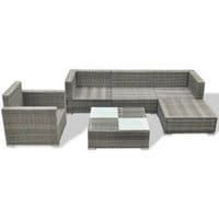 6 Piece Garden Lounge Set with Cushions Poly Rattan - Available In 3 Colours