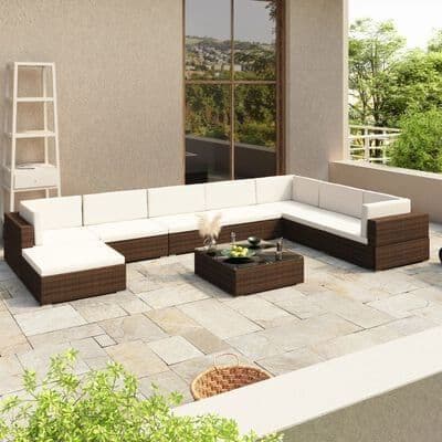 8 Piece Poly Rattan Garden Lounge Set with Cushions Poly Rattan - Available In 2 Colours