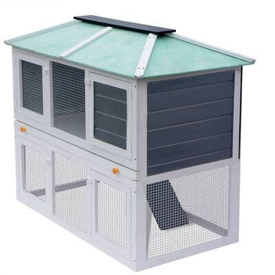 Animal Rabbit Cage Double Floor Wood - Available In 4 Colours