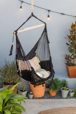 Boho Cotton Garden Hammock - Black