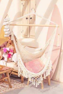 Boho Cotton Garden Hammock - Off White