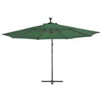 Cantilever Umbrella with LED Lights and Metal Pole 350 cm Green