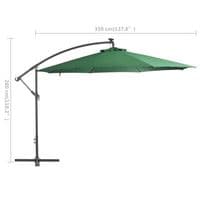 Cantilever Umbrella with LED Lights and Metal Pole 350 cm Green