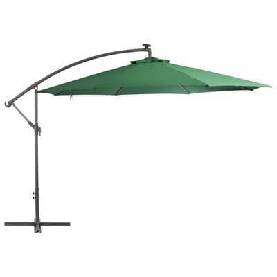 Cantilever Umbrella with LED Lights and Metal Pole 350 cm Green