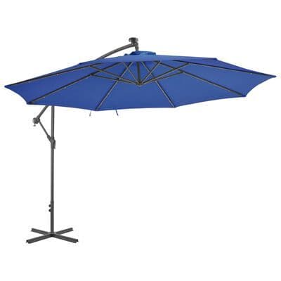 Cantilever Umbrella with LED Lights Azure Blue 350 cm