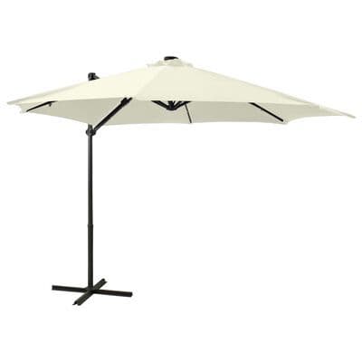 Cantilever Umbrella with Pole and LED Lights Sand 300 cm