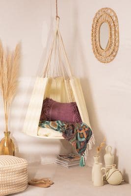 Cotton Hanging Garden Hammock - Off White