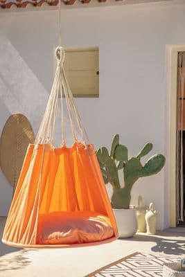Cotton Hanging Garden Hammock - Orange Apricot