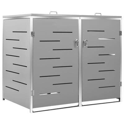 Double Wheelie Bin Shed 138x77.5x112.5 cm Stainless Steel - Available in 4 Colours