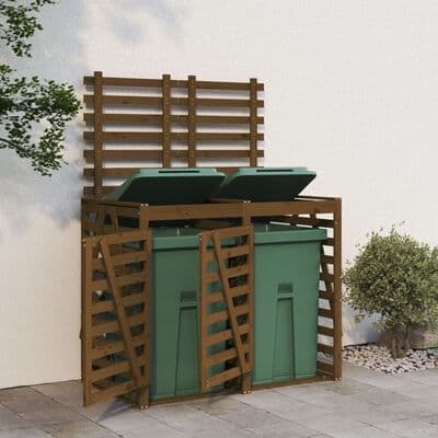 Double Wheelie Bin Storage Solid Wood Pine - Available In 6 Colours