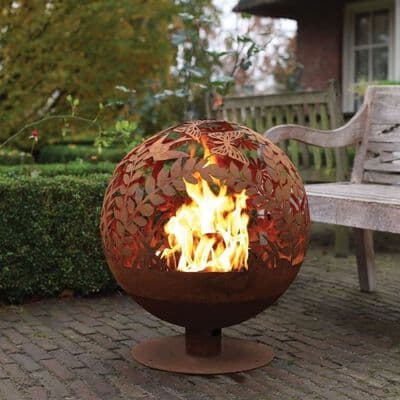 Esschert Design Fire Pit Laser Cut Flowers Rust