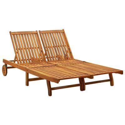 Garden 2-Person Sun Lounger Solid  Acacia Wood - Available In 2 Colours