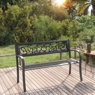 Garden Bench 125 cm Steel Black - Available In 3 Style