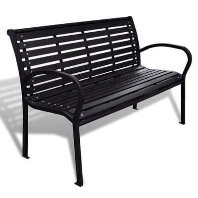 Garden Bench Steel and WPC Black - Available In 2 Sizes