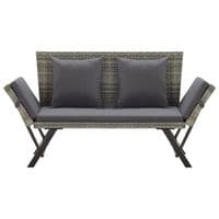 Garden Bench with Cushions 176 cm Poly Rattan - Available In 3 Colours