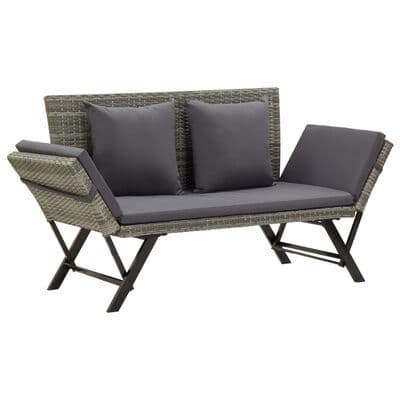 Garden Bench with Cushions 176 cm Poly Rattan - Available In 3 Colours