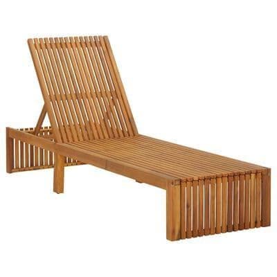 Garden Sun Lounger Solid Acacia Wood