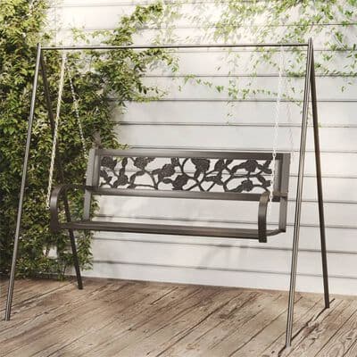 Garden Swing Bench 125 cm Steel and Plastic Black - Available In 2 Styles