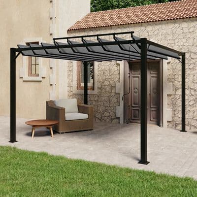 Gazebo with Louvered Roof  Anthracite Fabric and Aluminium - Available In 2 Sizes