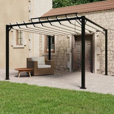 Gazebo with Louvered Roof  Cream Fabric and Aluminium - Available In 2 Sizes