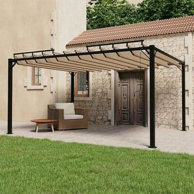 Gazebo with Louvered Roof Taupe Fabric and Aluminium - Available In 2 Sizes