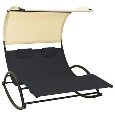 Outdoor Double Sun Lounger with Canopy Textile - Available In 4 Colours