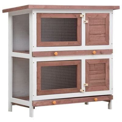 Outdoor Rabbit Hutch 4 Doors  Wood - Available In 4 Colours