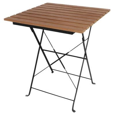 Pavement Style Faux Wood Square Folding Table 600mm