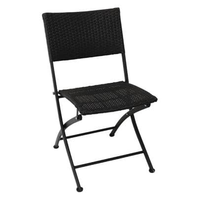 Pavement Style Wicker Folding Chair Set Black (Pack of 2)