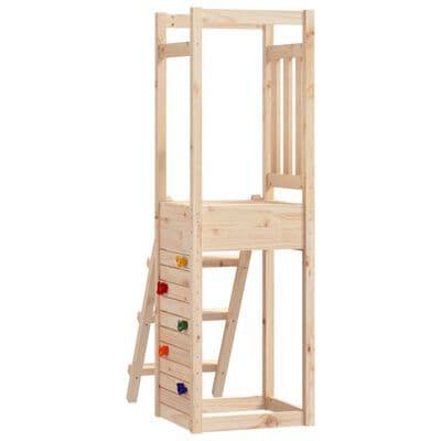 Play Tower with Ladder and Rockwall 53x46.5x169 cm Solid Wood Pine
