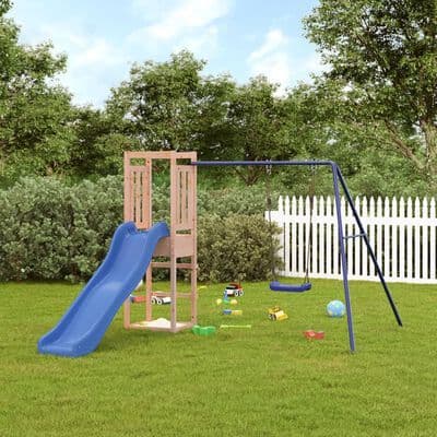 Playhouse with Slide Swing Solid Wood Douglas 174x38cm