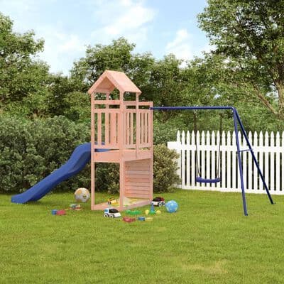 Playhouse with Slide Swing Solid Wood Douglas